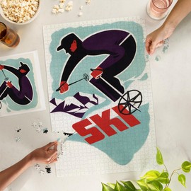 Lantern Press 1000 Piece Jigsaw Puzzle, Retro Skier