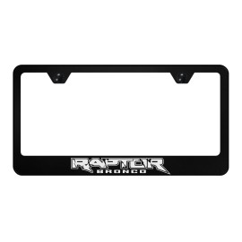 BLVD Engraved Bronco Raptor License Plate Frame Tag Premium Black Metal