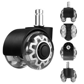 Office Chair Wheels Set of 5, Desk Chair Wheels Size 11 x 22 mm, Super Quiet and Soft for Hard Floors, Wheels for Office Chairs for Parquet, Hard Floors, Carpet, Tiles, Grey, Chairs (Not for 1KEA)