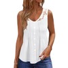 Womens Summer Lace Tank Tops Casual Ladies Button V Neck