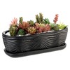 MyGift 13.5 inch Succulent Planter Pot, Oval Modern Ceramic Plant
