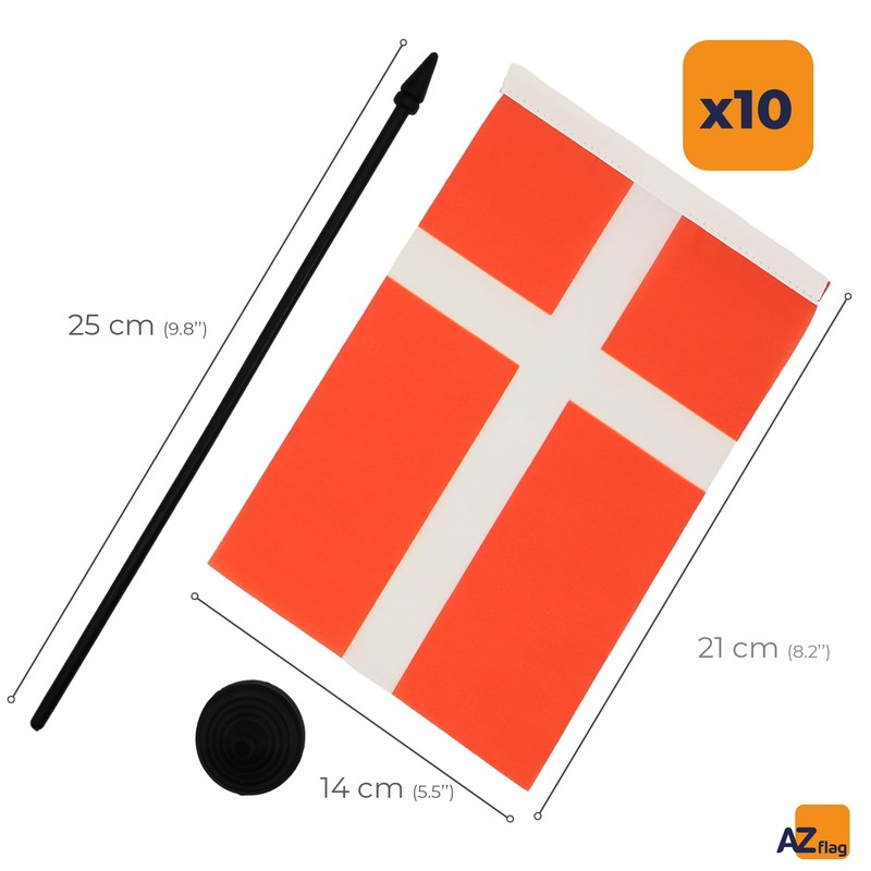 AZ FLAG Pack of 10 Denmark Table Flags 21 x