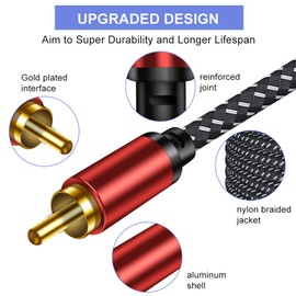 3.5mm Female to 2 RCA Male Cable 3FT: Braided Double Layer Shielded Zinc Alloy Stereo Audio Y Cable Splitter Adapter Compatible for TV,Smartphones, MP3, Tablets, Speakers,Home Theater (3ft)