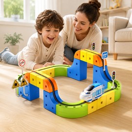 Electric Magnetic Train Track Set for Kids – Interactive Building Block Rail Toy for Indoor Creative Play