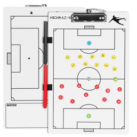 HIGHRAZON Magnetic Soccer Coaches Clipboard, White Double-Sided Dry Erase Coach Board, Tactics Whiteboard with Color Magnetic Sticker and 2 Marker for Coaches Gift