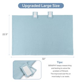 SERAPHY 100% Muslin Cotton Car Seat Cover Baby, Universal Carseat Covers, Breathable Baby Car Seat Canopy for Boys Girls, Soft Infant Car Seat Cover for Summer —Blue