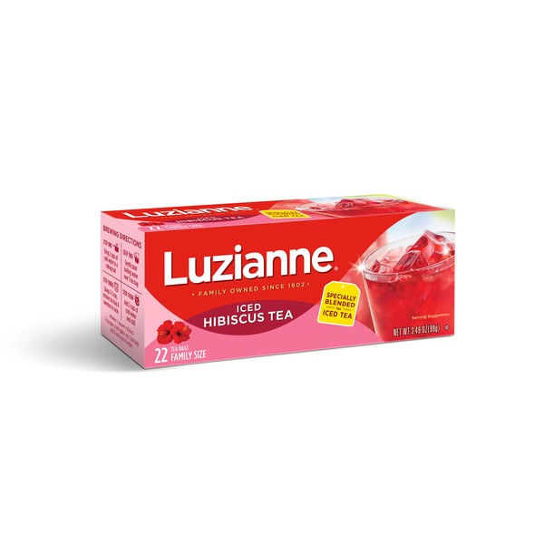 Luzianne Iced Hibiscus Tea Bags, Family Size, 22 Count (Pack of 6)