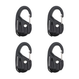 Guifeng 4PCS Black Rope Tightener 67mm Outdoor Carabiner Clip Fastener Buckle Suitable for Camping Accessories and Hiking Gear
