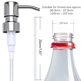 Chrome Soap Dispenser Pump Replacement - Silver 304 Rust Proof Stainless Steel Lotion Dispenser Pumps Replacement for Standard 28/400 Neck Size Regular Mouth Bottles
