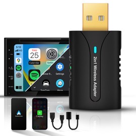DYUZO 2in1 CarPlay Android Auto Wireless Adapter, Mini Car Play Dongle Android Auto Cars Stick, Stability Automatic Connection for OEM Wired CarPlay Android Auto 2025 Upgrade, Black