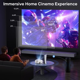 Portable Outdoor Projector, [Electric Focus] Mini Projector With WiFi and Bluetooth Native 1080P 300 ANSI, Max 200" Display Mirroring Screen With Android/IOS/Windows for Gaming Home Cinema