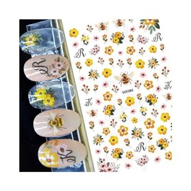 Generic Bee Nail Sticker Ladybugs Yellow Daisy Flower Leaves G693Ms Nail Wraps Stickers Manicure Supplies for Women Nails Full Long Lasting Easy Apply and Remove