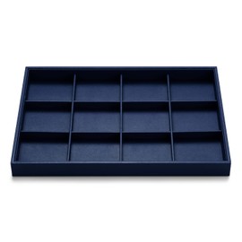 Oirlv Stackable Premium Leather Jewelry Trays 12 Grid Jewelry Drawer Organizer Trays Bracelet Earrings Watches Showcase Display Organizer