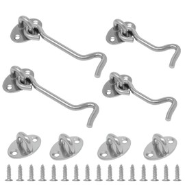 Wkmamo Pack of 4 Cabin Hooks, Eye Latch & Bolt for Door Locks, Small Door Latch for Bathroom, Toilet, Shed, Bedroom (4 Pieces, 3/4 Inch)