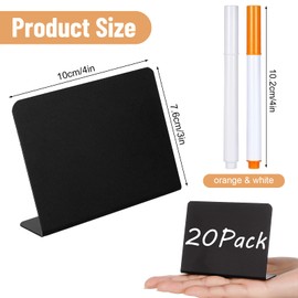 XINRUI 22 Pcs Mini Chalkboard Signs, 100 * 76mm Small Black Chalkboard Signs for Labeling, Handheld Table Top Menu Blackboard with Base, Message Tabletop Board, with 2 Erasable Water-Soluble Pens