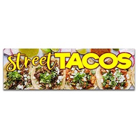 Street Tacos Vinyl Banner 8 Feet Wide by 2.5 Feet Tall