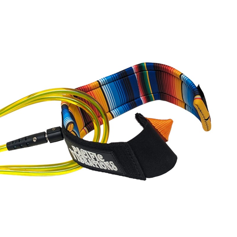 Pacific Vibrations Longboard Ankle leash 9ft Lime 7mm double swivel