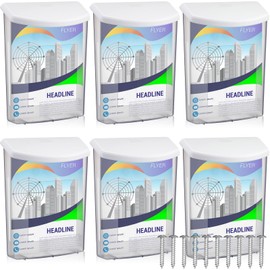 Menkxi 6 Pcs Outdoor Estate Brochure Box Plastic Brochure Holder with Lid Waterproof Wall Mount Flyer Holder Literature Permit Box Magazine Business Card Holder for Office Store Estate Supplies
