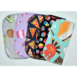 2 Ply Printed Flannel 8x8 Inches Set of 5 Little Wipes Snack Attack
