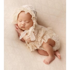 Handprops Newborn Girls Photo Outfits for Posing, Luxury Beige Newborn Photography Props- (Fits for 7-10 Lbs Baby Girls), Boho Style Photo Props Photoshoot Costume Outfits