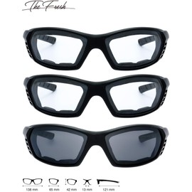 The Fresh Motorcycle Riding Glasses Padded Frame Lens Block 100% UVB for Outdoor Activity Sport (20-Black, Clear*2, & Grey)