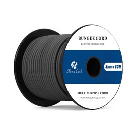 Abma Cord Bungee Cord 100% Stretch 3mm 30M Elastic Shock Cord - Black