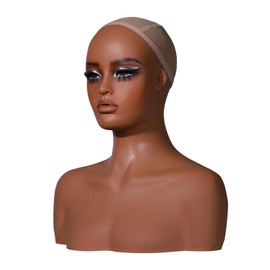 J&F CO. Realistic Europe and America Female Mannequin Head with Shoulder Display Manikin Heads Bust Wig Stand with Head for Wigs,Caps,Makeup,Beauty Accessories (DC 410 GM2)