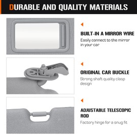 Left & Right Sun Visor for 2011-2015 Hyundai Elantra (NOT fit GT Model), Driver & Passenger Side Gray Sunvisor Replacement 852103X000TX 852203X000TX