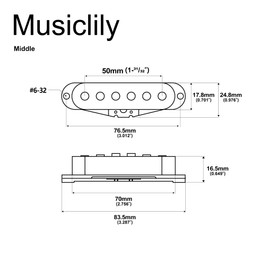 Musiclily Pro ST-60S Staggered Alnico 5 Single Coil Middle Pickup for Strat Style Electric Guitar, White