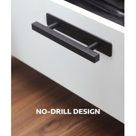 RVPEKUPE 2 Pack Self Adhesive Cabinet Handles Matte Black No Drill Drawer Pulls Stick On Handle for Cabinets Closets Sliding Shower Doors, 6" Overall Length