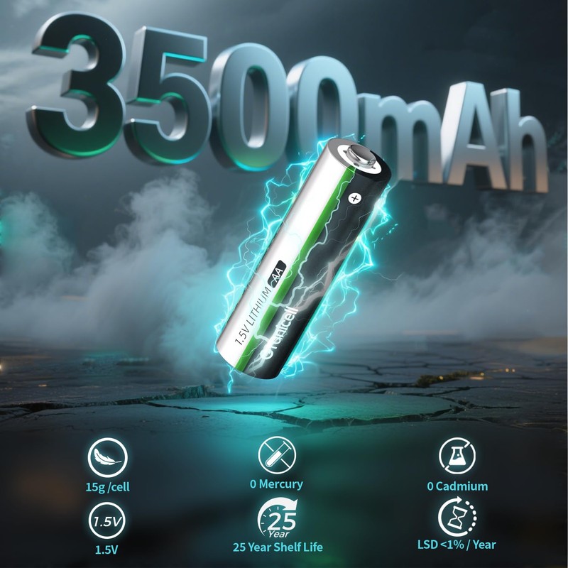 Granicell 2800mAh AA 1.2V NiMH Rechargeable Batteries, VV1 Series, Pack