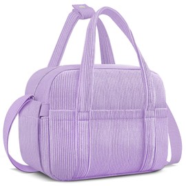 KUBYA Lunch Box Lunch Bag for Women Adults Men, Cute Insulated Lunch Bag Reusable Lunchbox Leakproof Simple Lunch Boxes Soft Corduroy Lunch Tote Bag Large Cooler Bag Containers, with Shoulder Strap