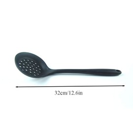 Silicone Slotted Skimmer Spatula Lightweight Strainer Spoon with Long Handle, Soft and Non Stick, Easy to for Straining Vegetables and Drips (Red)