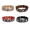 DATOA 4Pcs Wooden Jesus Virgin Mary Bracelet Saints Rosary Stretch