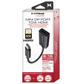 Xtreme Mini Display Port to HDMI Adapter, 4K/1080p/1080i/720p Resolution Support, Connects Laptops to Monitors/Projectors, Superior Video/Audio Transmission, Portable,