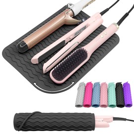 Suafrnut Plus Size Silicone Heat Resistant Mat, Portable Travel Hot Tools Pad Cover for Curling Iron, Flat Iron, Hair Straightener and Other Hair Styling Tools(12.0" x 9.0")