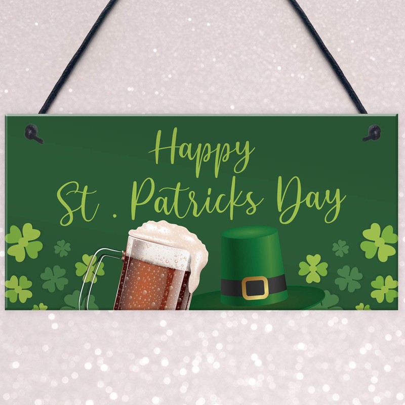 RED OCEAN Happy St Patricks Day Decorations Hanging Sign Novelty