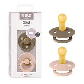 BIBS 120211 Natural Rubber Pacifier, Set of 2, COLOUR Size 2 (6 - 18 Months) (Genuine Japanese Product) BPA-Free, Arch Shape, Reduces Friction, Round Nipple Similar to Chest 120211, Dark Oak / Blush
