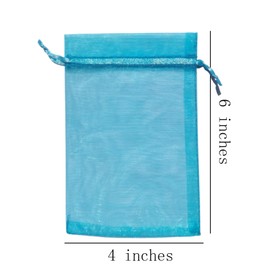 4x6 inch Organza Gift Bags Drawstring for Jewelry,Candy,Packs of 50 Aqua Blue Sheer Fabric Clear Mesh Wrap Tea Sachet for Baby Shower,Birthday,Christmas,Party Favors,Bridal Shower,Wedding,Engagement