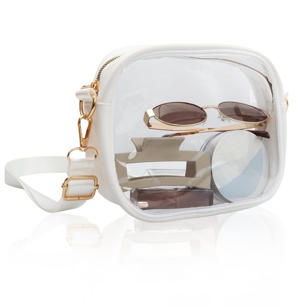 Clear Crossbody Bag, PVC Clear Purse Stadium Approved, Adjustable Strap