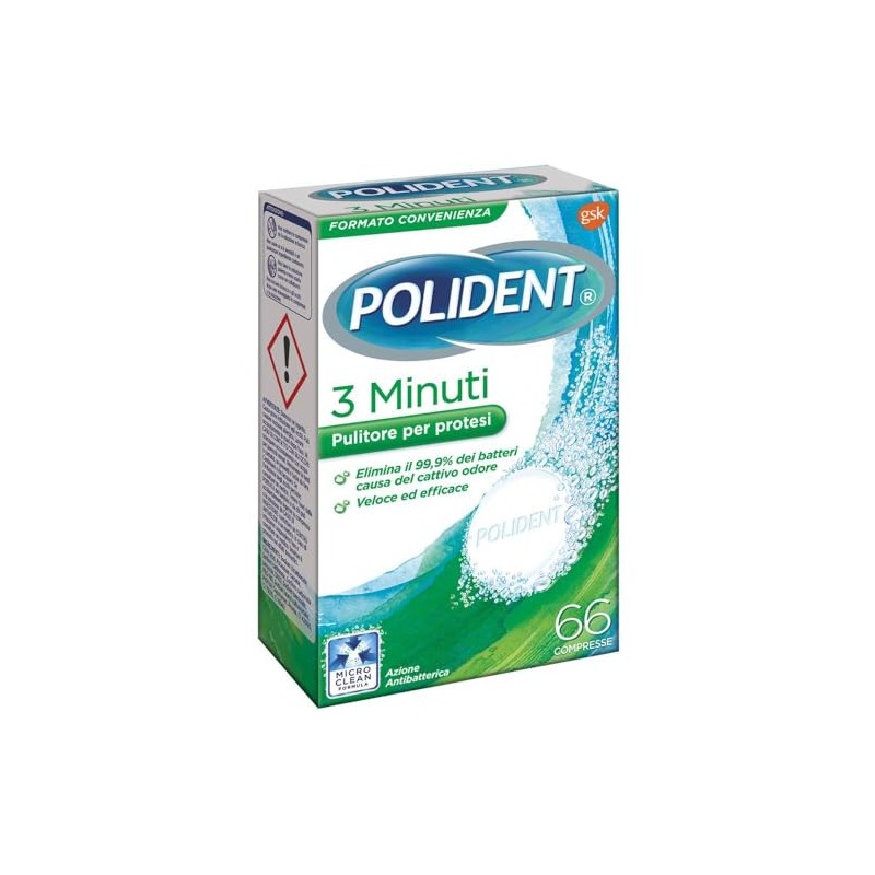 Polident 3 minuti, Pulitore per protesi, 66 compresse