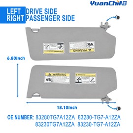 Sun Visor Driver & Passenger Side Compatible with Honda Pilot 2017 2018 2019 2020 2021 Honda Ridgeline 2018-2020 Sunshade Number 83230-TG7-A12ZB 83280-TG7-A12ZB Color: Gray
