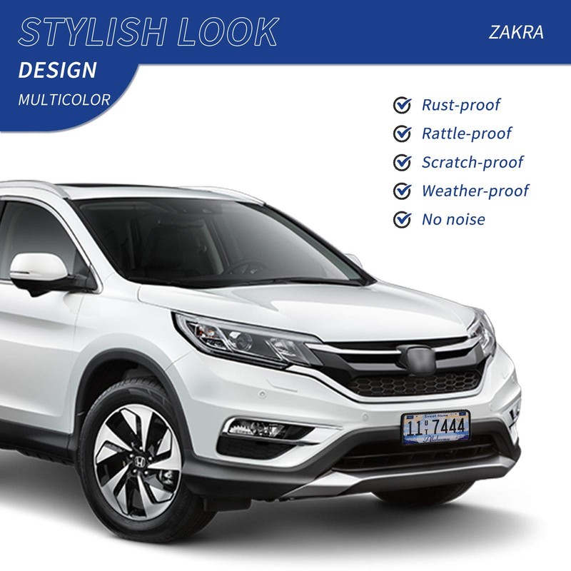 ZAKRA License Plate Frames,2 Pack Silicone License Plate Frames,Premium Silicone