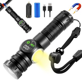 Linterna Led Recargable Con luz lateral, Lampara De Mano 100000 Lumens,9 Modos,5000mAh,Linternas Led Recargables Alta Potencia,USB Linterna Tactica...