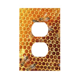 Cuitxrac Bee Outlet Covers Hardworking Bees on Honeycomb 1-Gang Wall Plate Switch Plug Cover Duplex Home Decor for Men Women Boys Girls