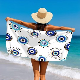JKJNLHJE Evil Eye Beach Towels Oversized,Microfiber Sand Free Beach Towels for Adults,Quick Dry Thin Compact Absorbent Beach Towel,Vacation Essentials for Pool,Gym,Camping,29.5” X 59”