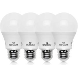 Great Eagle A19 LED Light Bulb, 9W (60W Equivalent), UL Listed, 2700K Warm White, dimmable, Standard Replacement (4 Pack)