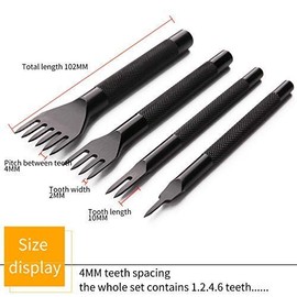 Citian Alloy Stainless Steel 4pcs 4mm 1/2/4/6 Prong Lacing Diamond Stitching Chisel Hole Punches Tool,Sharp Pricking Iron Leather Craft Tool Sets DIY Handwork
