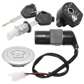 Hoypeyfiy A-735338E-15 Ignition Switch Fuel Cap Switch Lock Set Kit, Replacement for Honda CBR125R 2011 2012 2013 2014 2015 2016 2017 2018