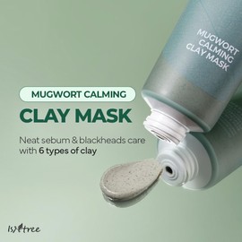 IsNtree Mugwort Calming Clay Mask 100ml, 3.38 fl.oz Korean Skincare Deep Pore Cleansing & Sebum Control Soothing Wash-Off Mask for Sensitive Skin Exfoliates & Refines Texture